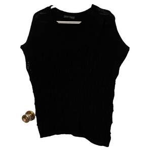 Peruzzi Black Cotton Crewneck Sleeveless Sweater Size 40